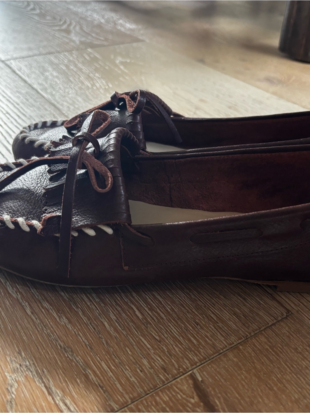 Jamie Haller Brown Leather Camp Moccasins Loafers Size 40 - Picture 3 of 7